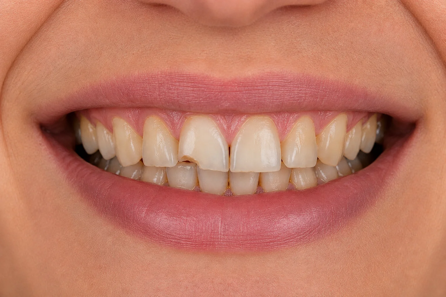 Before and after porcelain veneers on upper front teeth, cosmetic dentistry patient at Olive Tree Dental London Ontario